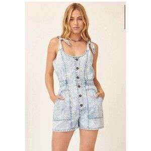 Chelsea & Violet denim romper JUNIOR'S SMALL beach day romper denim casual belt